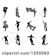 Poster, Art Print Of Black Silhouetted Skateboarders