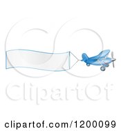 Poster, Art Print Of Small Blue Airplane With A Trailing Blank Banner