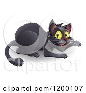 Cartoon Of A Black Cat Ready To Pounce Royalty Free Vector Clipart