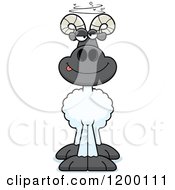 Cartoon Of A Drunk Ram Sheep Royalty Free Vector Clipart