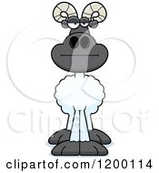 Cartoon Of A Bored Ram Sheep Royalty Free Vector Clipart