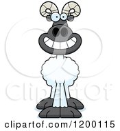 Cartoon Of A Happy Grinning Ram Sheep Royalty Free Vector Clipart