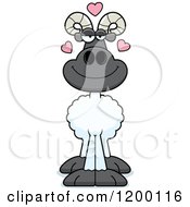 Cartoon Of A Loving Ram Sheep With Hearts Royalty Free Vector Clipart