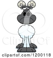 Cartoon Of A Depressed Ram Sheep Royalty Free Vector Clipart
