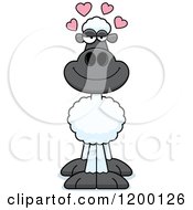 Cartoon Of A Loving Sheep With Hearts Royalty Free Vector Clipart