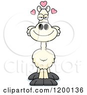 Cartoon Of A Loving Llama With Hearts Royalty Free Vector Clipart