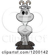 Cartoon Of A Bored Gray Goat Royalty Free Vector Clipart