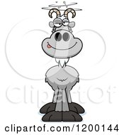 Cartoon Of A Drunk Gray Goat Royalty Free Vector Clipart