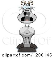 Cartoon Of A Scared Gray Goat Royalty Free Vector Clipart