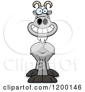 Cartoon Of A Happy Grinning Gray Goat Royalty Free Vector Clipart