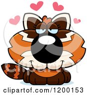 Cartoon Of A Cute Loving Red Panda Cub With Hearts Royalty Free Vector Clipart by Cory Thoman