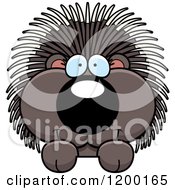 Poster, Art Print Of Cute Happy Porcupine Over A Surface Or Sign