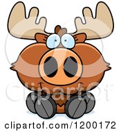 Cartoon Of A Cute Sitting Moose Calf Royalty Free Vector Clipart