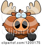 Poster, Art Print Of Cute Moose Calf Over A Surface Or Sign