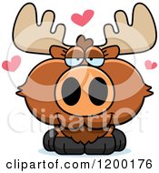 Poster, Art Print Of Cute Loving Moose Calf With Hearts