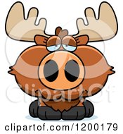 Cartoon Of A Depressed Moose Calf Royalty Free Vector Clipart