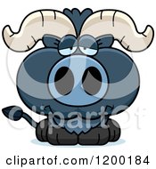 Cartoon Of A Depressed Blue Ox Calf Royalty Free Vector Clipart by Cory Thoman