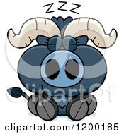 Cartoon Of A Sleeping Cute Blue Ox Calf Royalty Free Vector Clipart by Cory Thoman