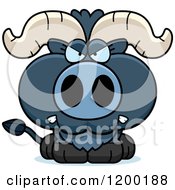 Cartoon Of A Mad Blue Ox Calf Royalty Free Vector Clipart
