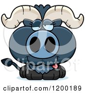 Cartoon Of A Drunk Blue Ox Calf Royalty Free Vector Clipart