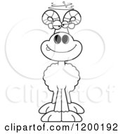Cartoon Of A Black And White Drunk Ram Sheep Royalty Free Vector Clipart