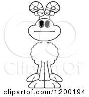 Cartoon Of A Black And White Bored Ram Sheep Royalty Free Vector Clipart