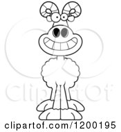 Cartoon Of A Black And White Happy Grinning Ram Sheep Royalty Free Vector Clipart