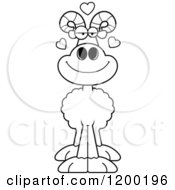 Cartoon Of A Black And White Loving Ram Sheep With Hearts Royalty Free Vector Clipart