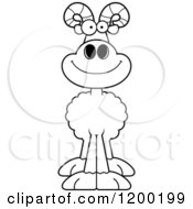 Cartoon Of A Black And White Happy Ram Sheep Royalty Free Vector Clipart