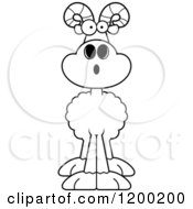 Cartoon Of A Black And White Surprised Ram Sheep Royalty Free Vector Clipart