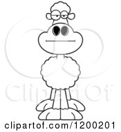 Cartoon Of A Black And White Bored Sheep Royalty Free Vector Clipart