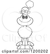 Cartoon Of A Black And White Dreaming Sheep Royalty Free Vector Clipart