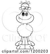 Cartoon Of A Black And White Drunk Sheep Royalty Free Vector Clipart