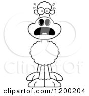 Cartoon Of A Black And White Scared Sheep Royalty Free Vector Clipart