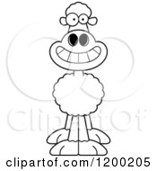 Cartoon Of A Black And White Happy Grinning Sheep Royalty Free Vector Clipart
