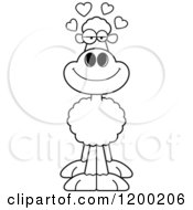 Cartoon Of A Black And White Loving Sheep With Hearts Royalty Free Vector Clipart