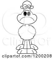 Cartoon Of A Black And White Depressed Sheep Royalty Free Vector Clipart
