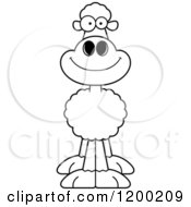 Cartoon Of A Black And White Happy Sheep Royalty Free Vector Clipart