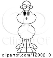 Cartoon Of A Black And White Surprised Sheep Royalty Free Vector Clipart