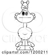 Cartoon Of A Black And White Bored Llama Royalty Free Vector Clipart