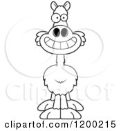 Cartoon Of A Black And White Happy Grinning Llama Royalty Free Vector Clipart