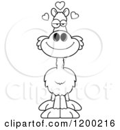 Cartoon Of A Black And White Loving Llama With Hearts Royalty Free Vector Clipart