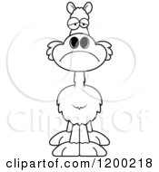 Cartoon Of A Black And White Depressed Llama Royalty Free Vector Clipart