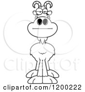 Cartoon Of A Black And White Bored Goat Royalty Free Vector Clipart