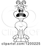 Cartoon Of A Black And White Scared Goat Royalty Free Vector Clipart