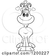Cartoon Of A Black And White Loving Goat With Hearts Royalty Free Vector Clipart
