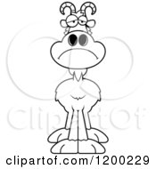 Cartoon Of A Black And White Depressed Goat Royalty Free Vector Clipart
