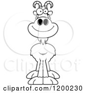 Cartoon Of A Black And White Happy Goat Royalty Free Vector Clipart