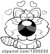 Cartoon Of A Black And White Cute Loving Red Panda Cub With Hearts Royalty Free Vector Clipart