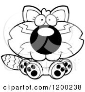 Cartoon Of A Black And White Cute Sitting Red Panda Cub Royalty Free Vector Clipart
